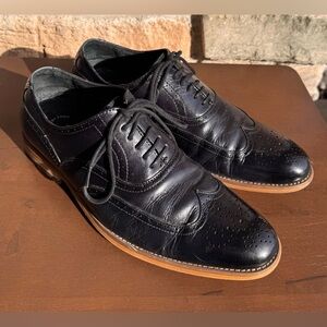 Stacy Adams Shoes Men 8M Dunbar Wingtip Oxford Dark Blue Leather